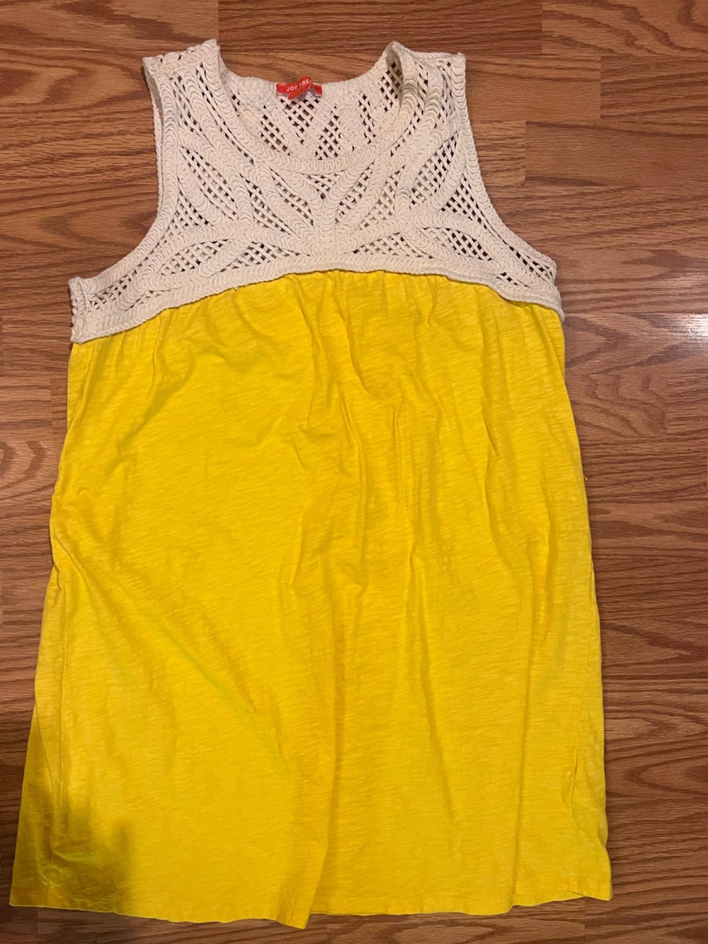 Joe Fresh Bright Yellow Maxi Dress with Cream Crochet Trim